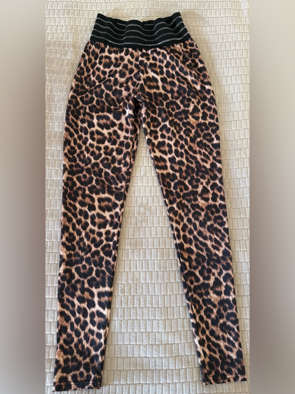 Leopard Print Leggings with Elastic Waistband - Brown/Black